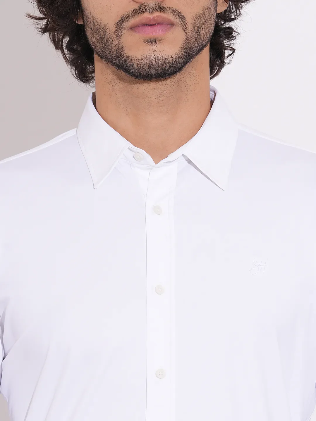 White Regular Fit Regular Collar Men's Shirt by Being Human Clothing - Image 5