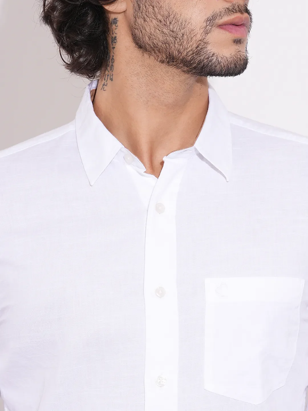 White Regular Fit Regular Collar Men's Shirt by Being Human Clothing - Image 5