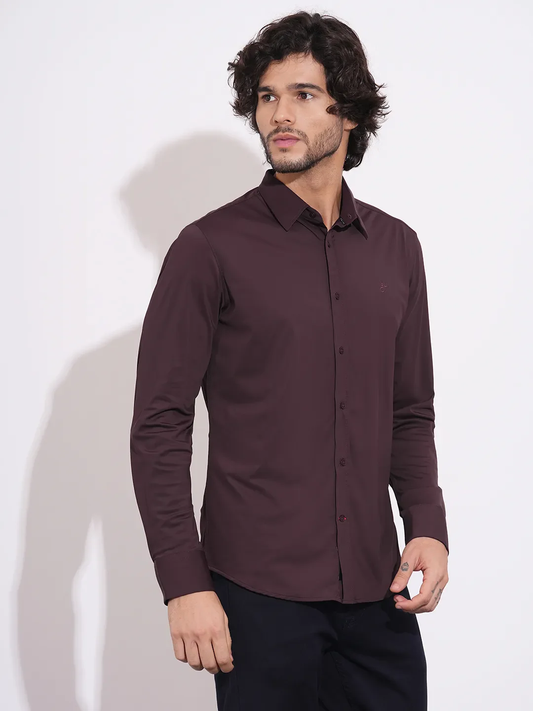 Wine Regular Fit Regular Collar Men's Shirt by Being Human Clothing - Image 2