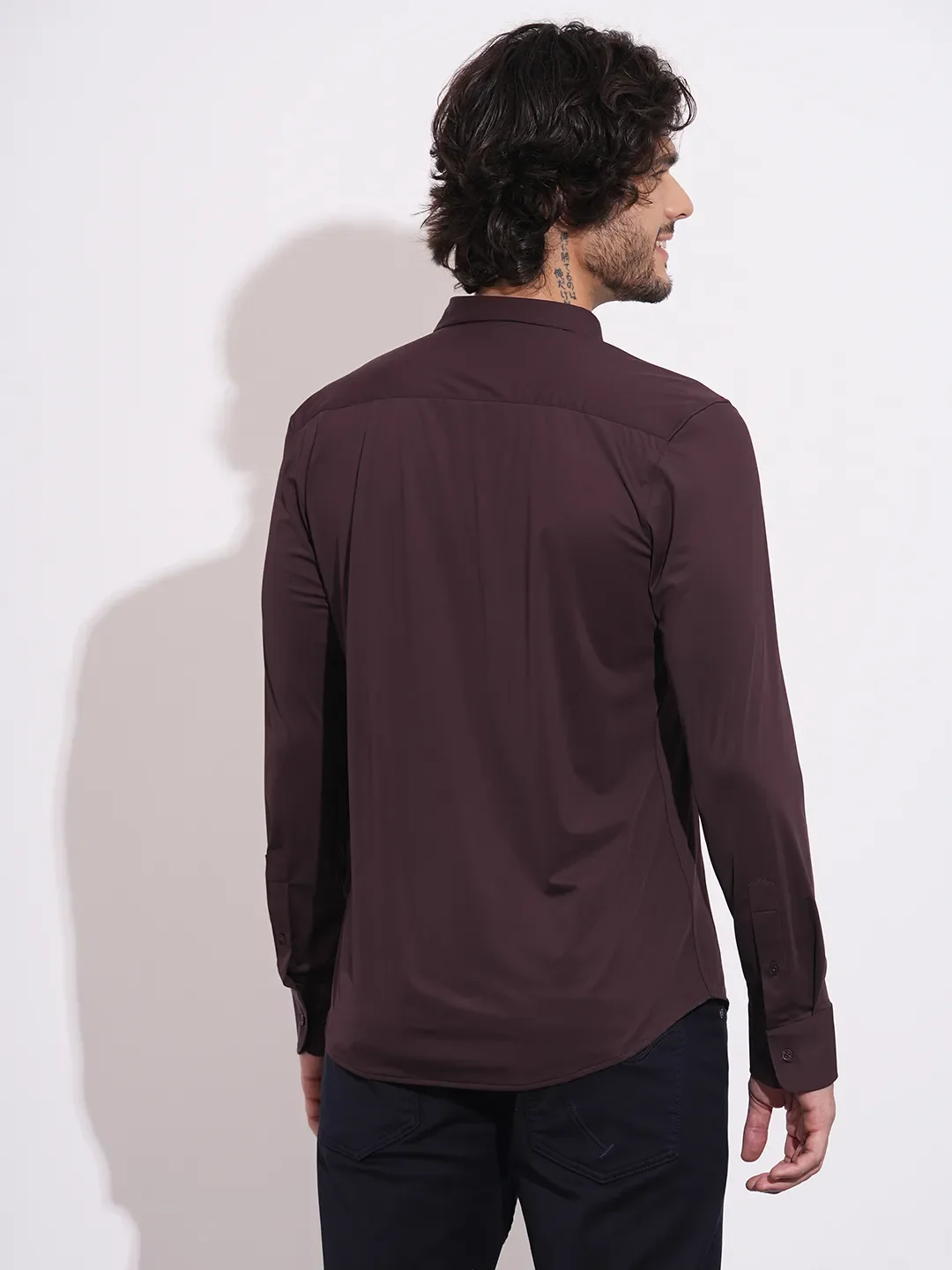 Wine Regular Fit Regular Collar Men's Shirt by Being Human Clothing - Image 3