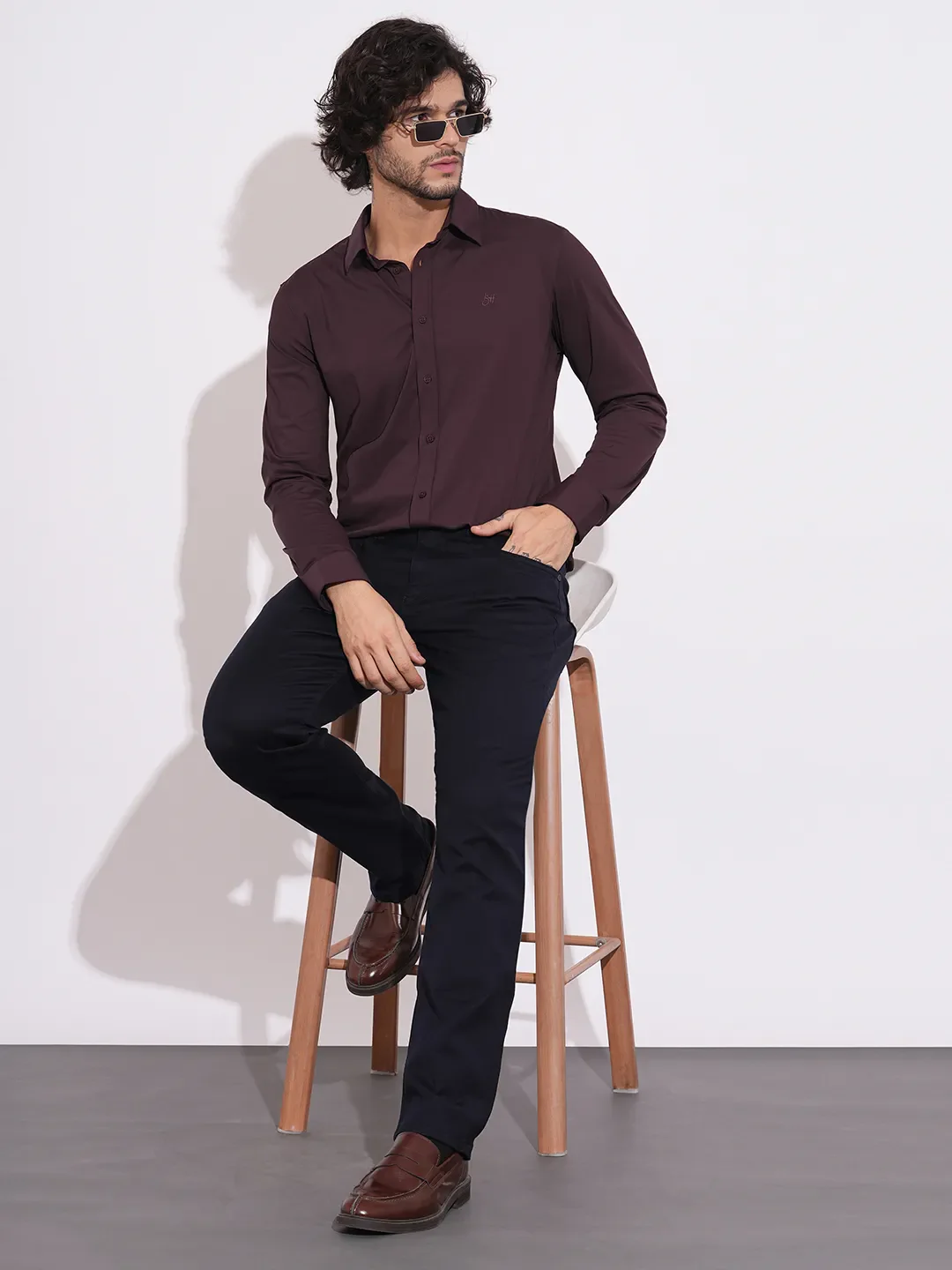 Wine Regular Fit Regular Collar Men's Shirt by Being Human Clothing - Image 4