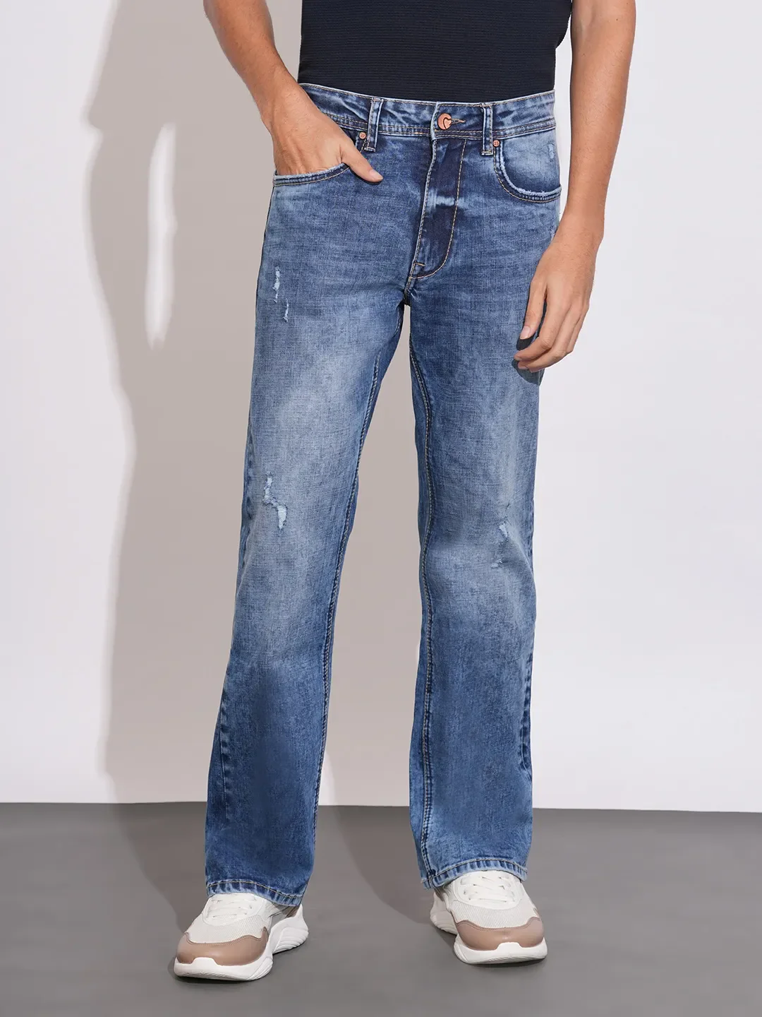 Blue Boot Cut Fit Denims For Men By Being Human Clothing