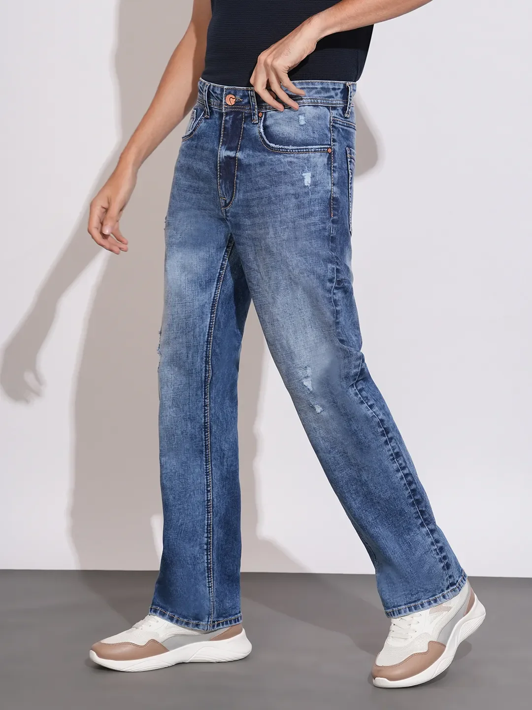 Blue Boot Cut Fit Denims For Men By Being Human Clothing - Image 2