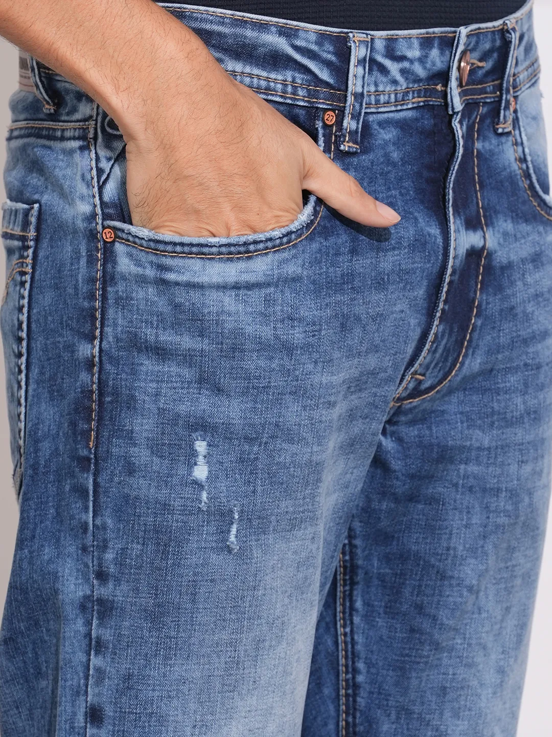 Blue Boot Cut Fit Denims For Men By Being Human Clothing - Image 5