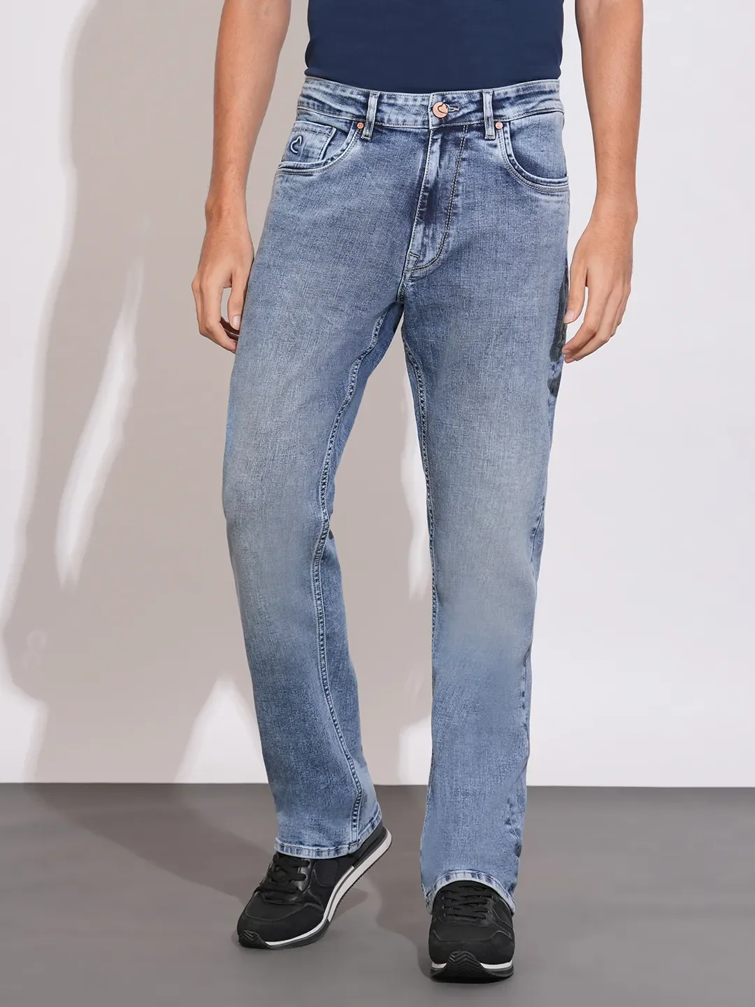 Blue Boot Cut Fit Cotton Blend Men's Denims by Being Human Clothing
