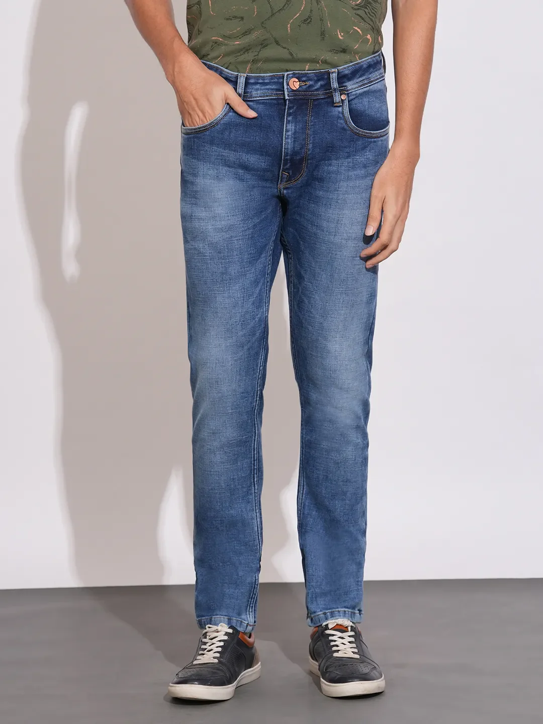 Blue Skinny Fit Denims For Men By Being Human Clothing