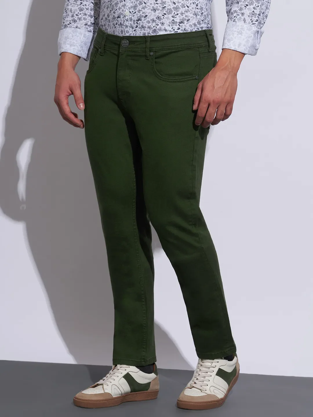 Green Slim Fit Cotton Blend Men's Denims by Being Human Clothing - Image 2