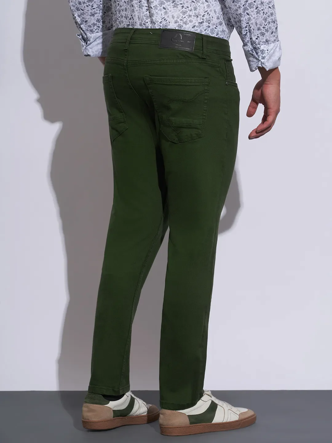 Green Slim Fit Cotton Blend Men's Denims by Being Human Clothing - Image 3