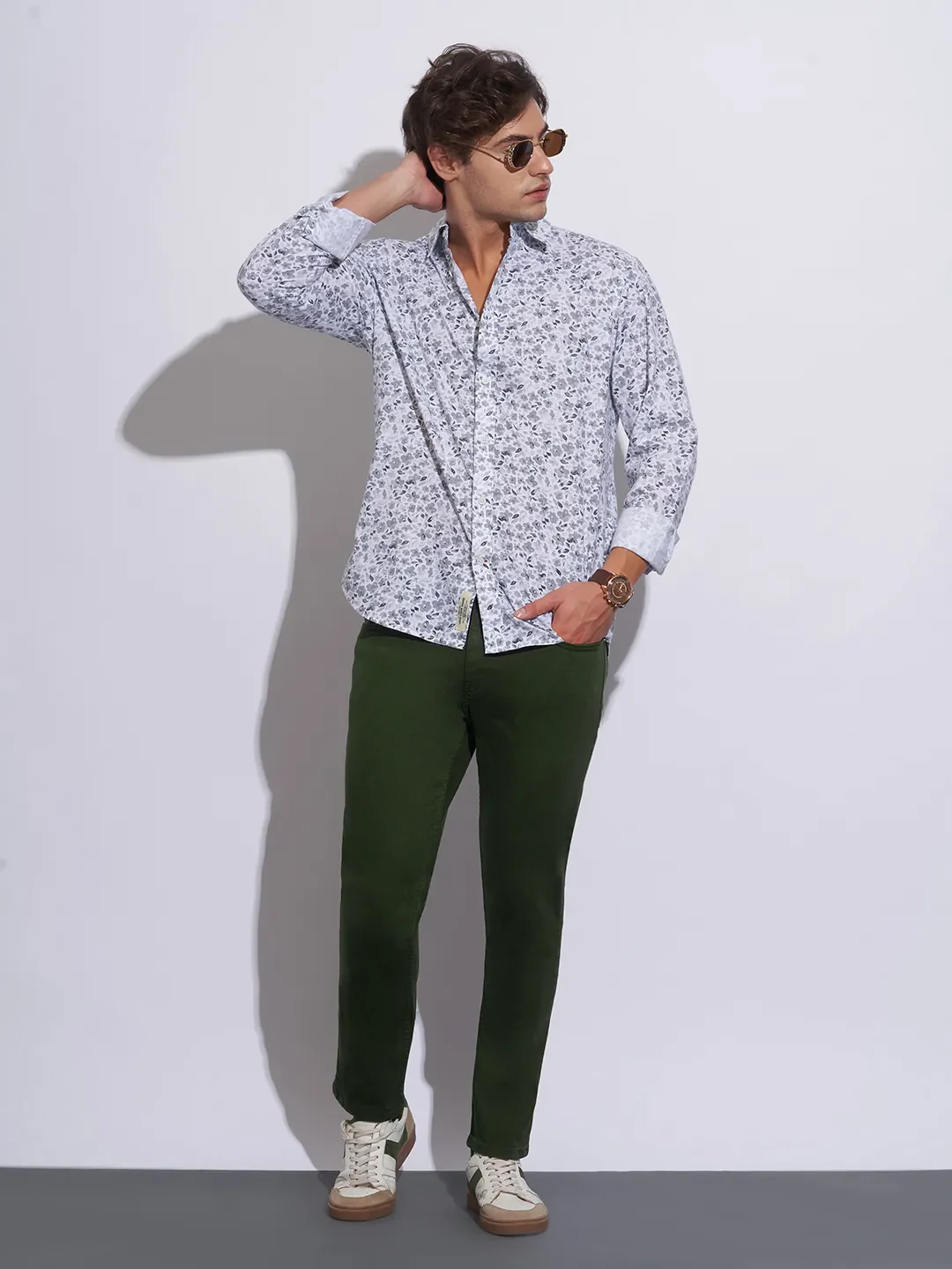 Green Slim Fit Cotton Blend Men's Denims by Being Human Clothing - Image 4