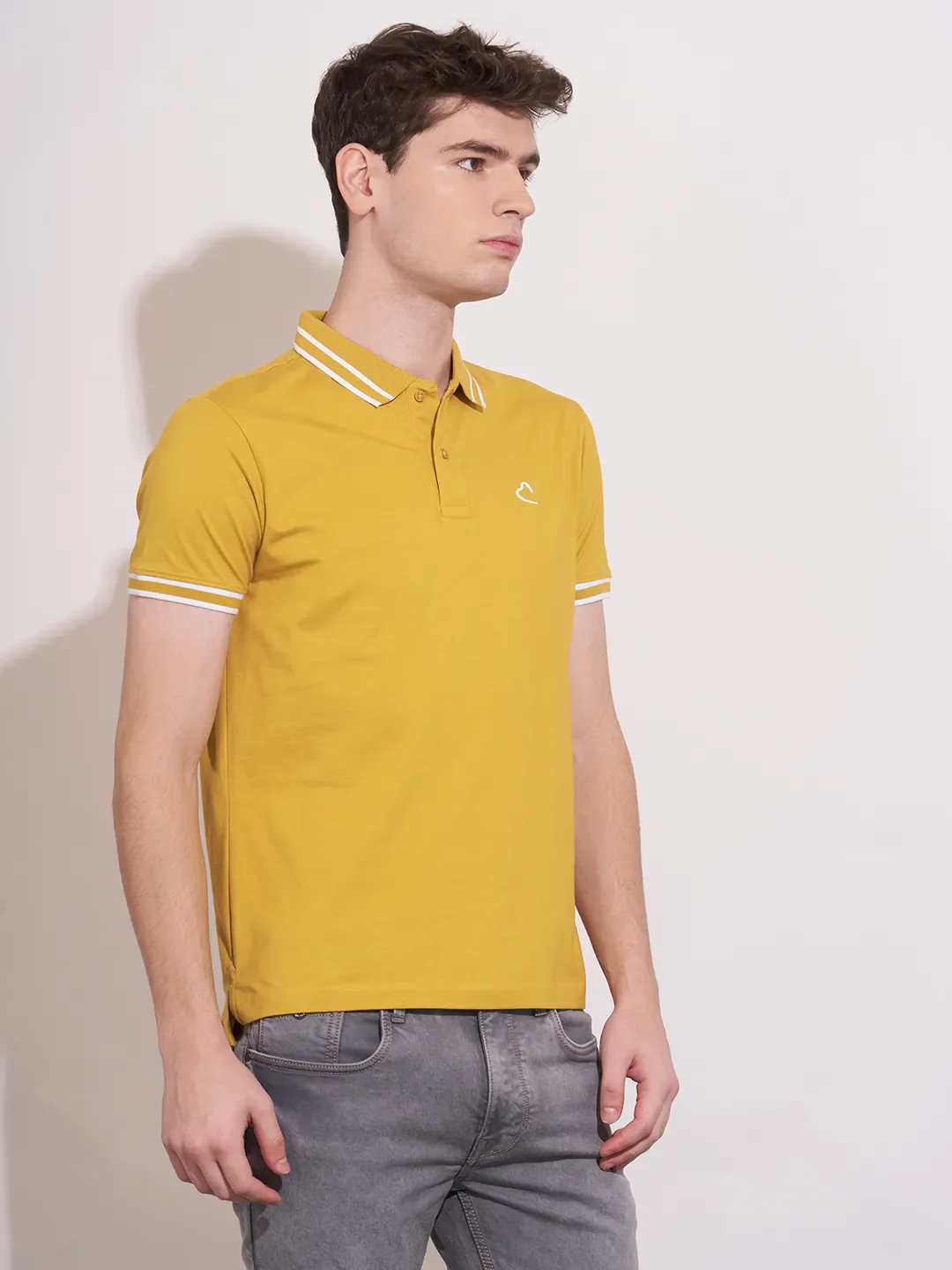 Mustard Regular Fit Men's Polo T-Shirt by Being Human Clothing - Image 2