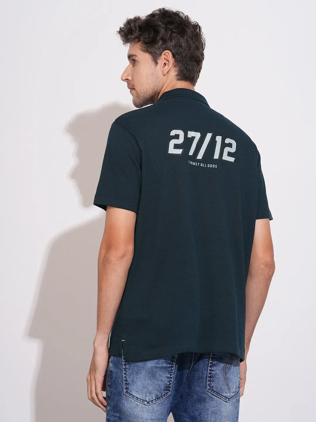Navy Easy Fit Men's Polo T-Shirt by Being Human Clothing - Image 3