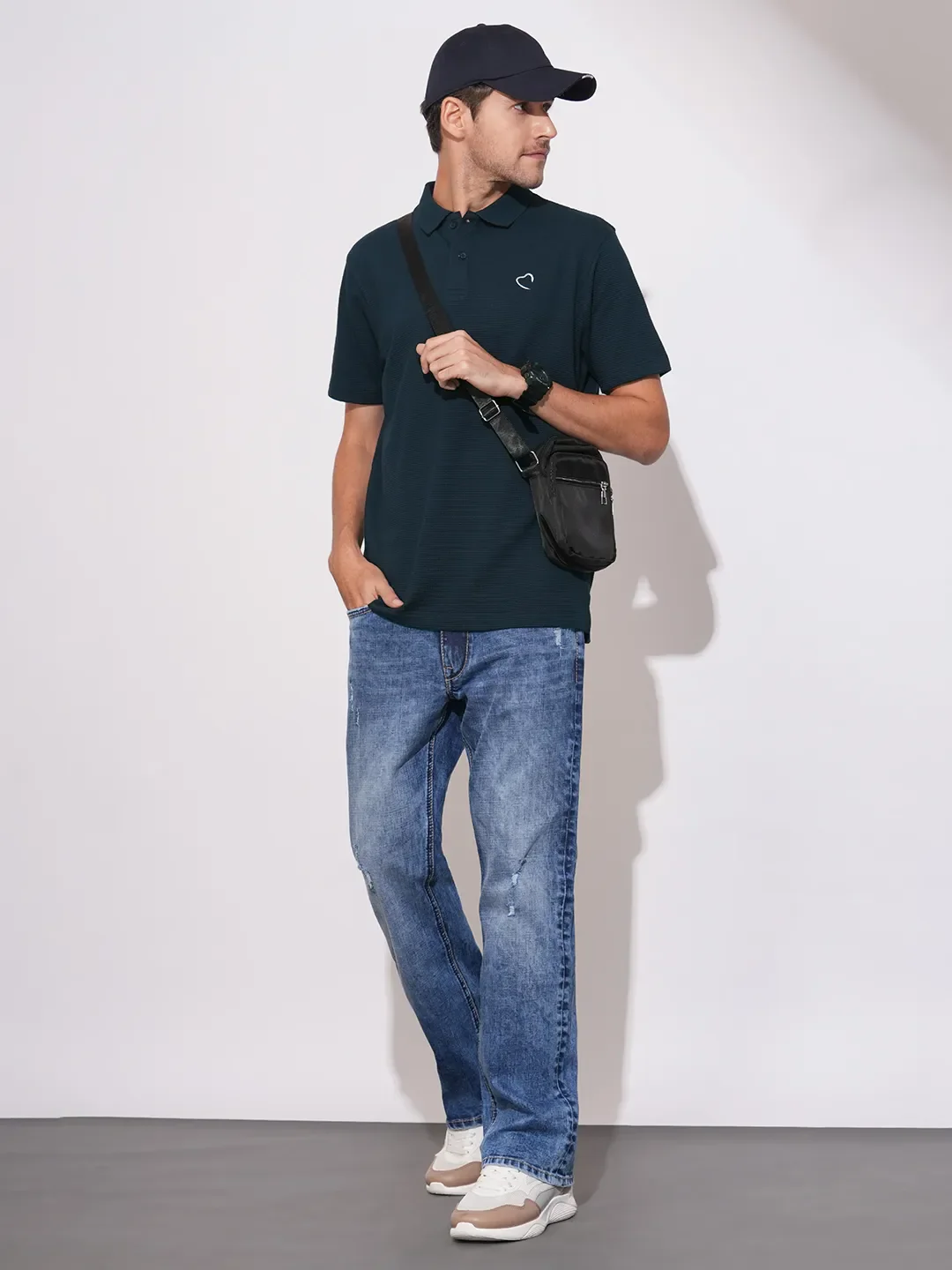 Navy Easy Fit Men's Polo T-Shirt by Being Human Clothing - Image 4