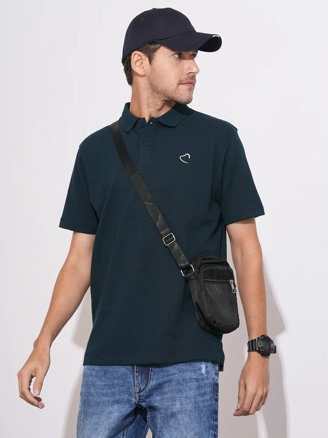 Navy Easy Fit Men's Polo T-Shirt by Being Human Clothing - Image 6