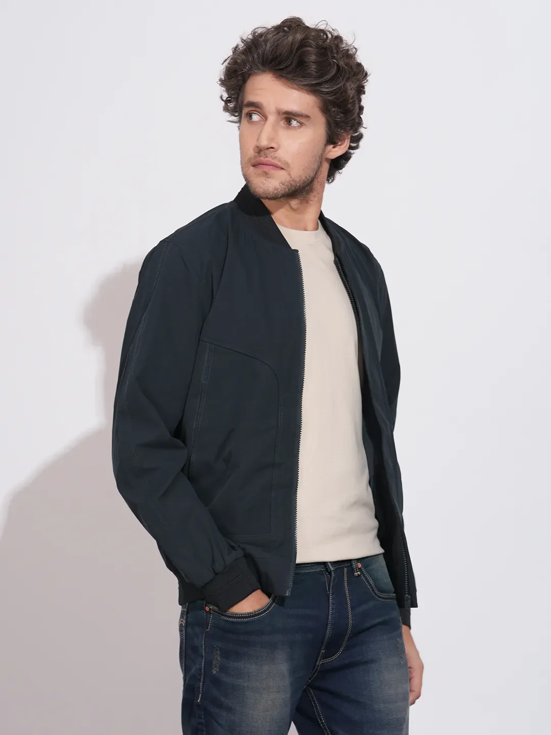 Blue Regular Fit Long Sleeves Polyester Men's Jacket by Being Human Clothing - Image 2