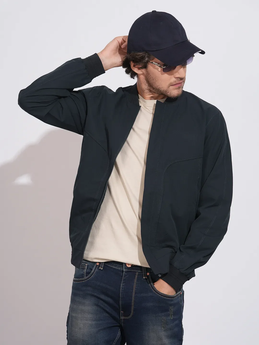 Blue Regular Fit Long Sleeves Polyester Men's Jacket by Being Human Clothing - Image 6