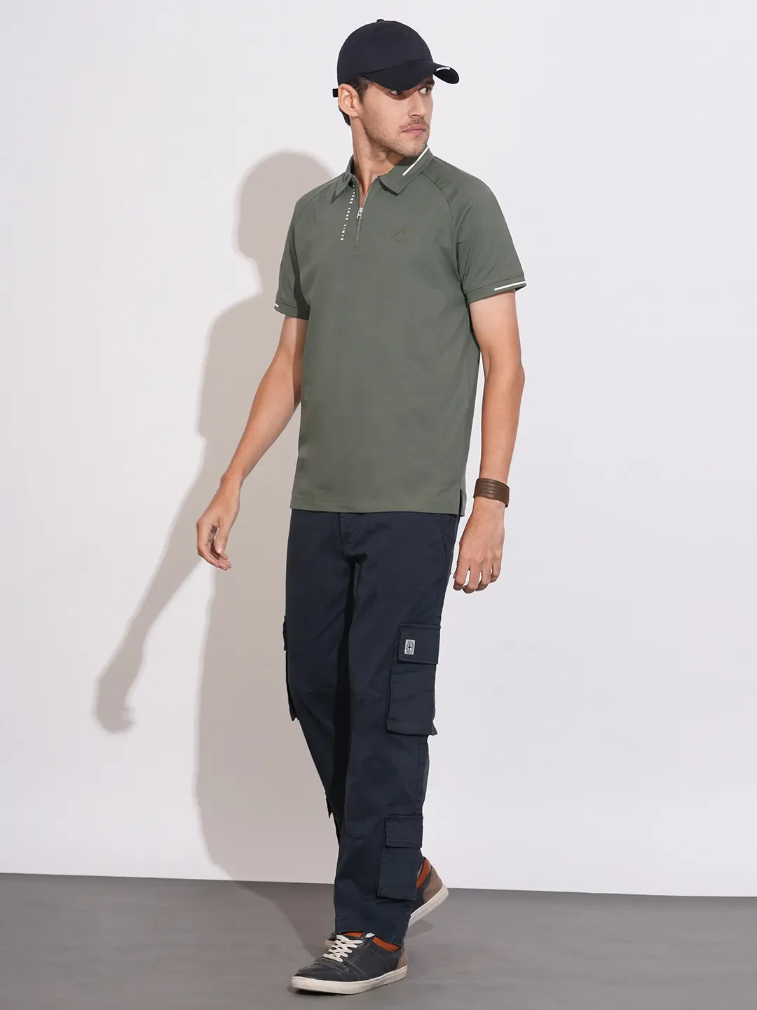 Blue Loose Fit Cotton Blend Men's Cargos by Being Human Clothing - Image 4