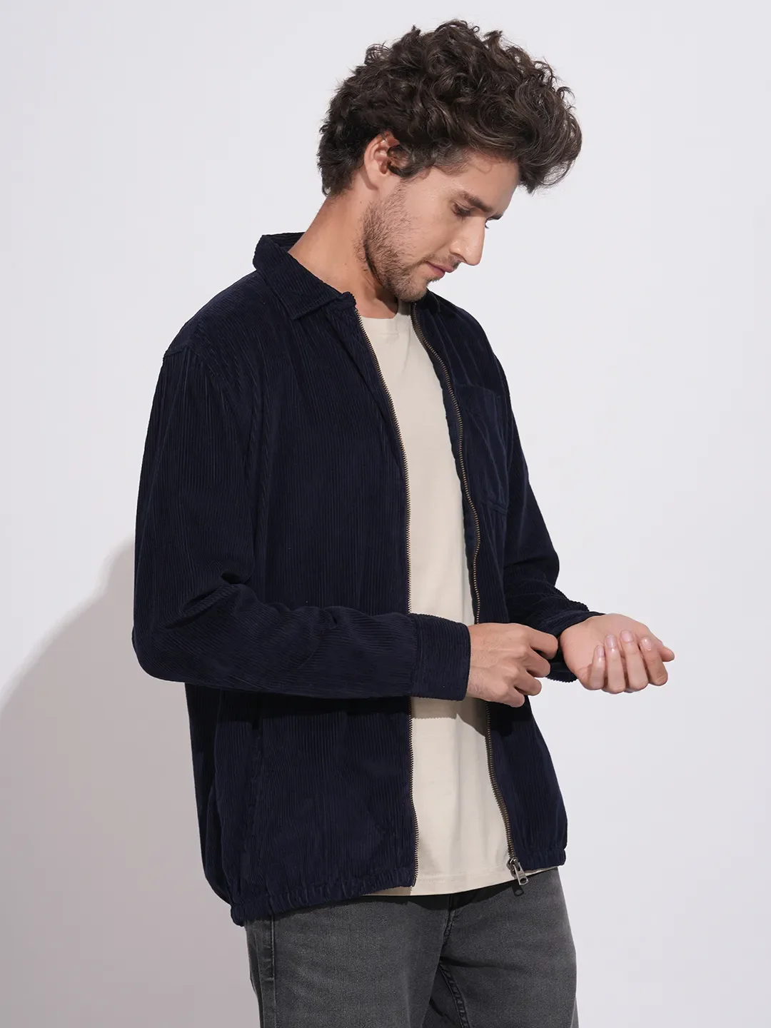 Navy Regular Fit Regular Collar Men's Shacket by Being Human Clothing - Image 2