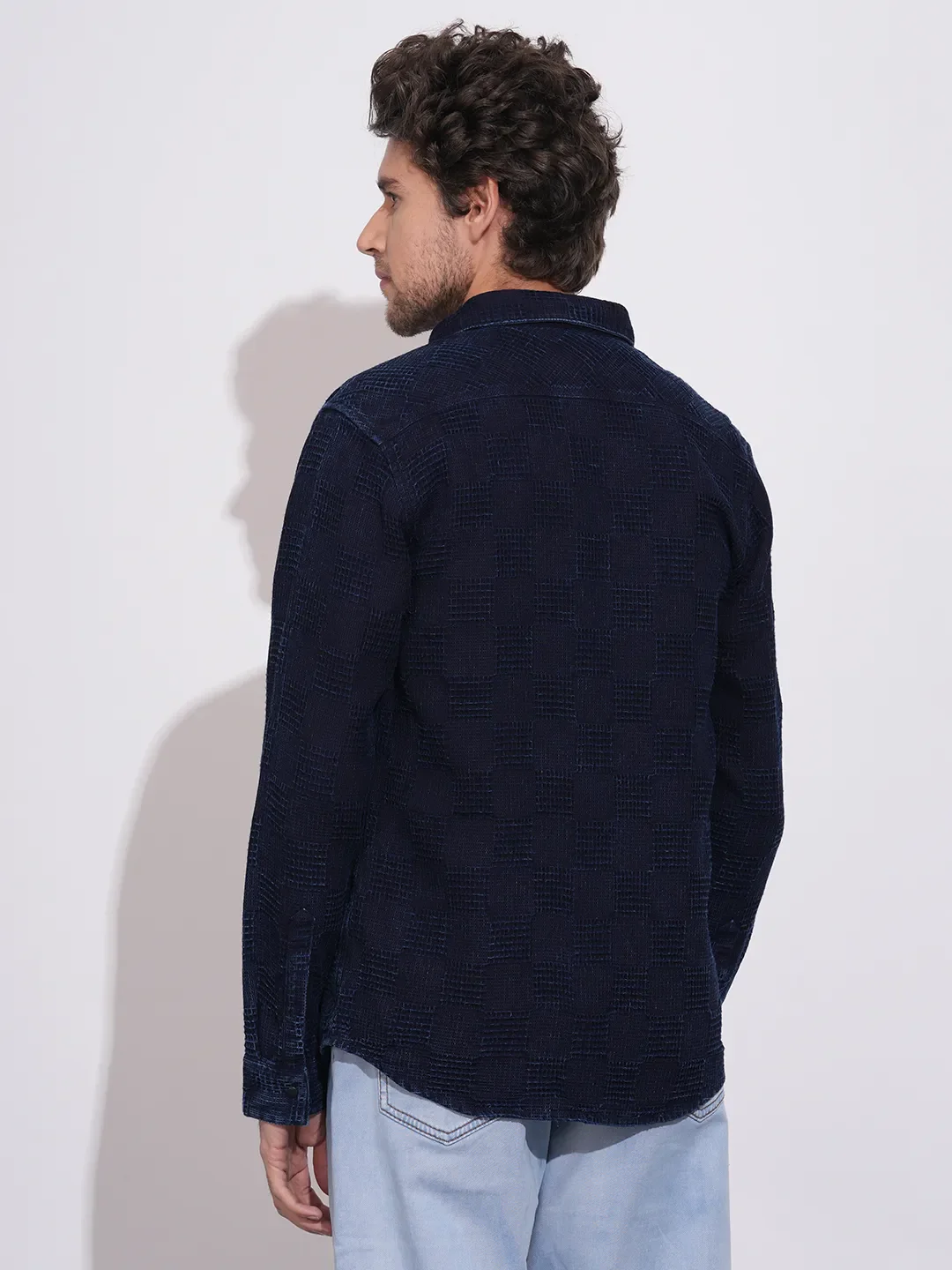 Navy Moderno Fit Regular Collar Men's Shirt by Being Human Clothing - Image 3
