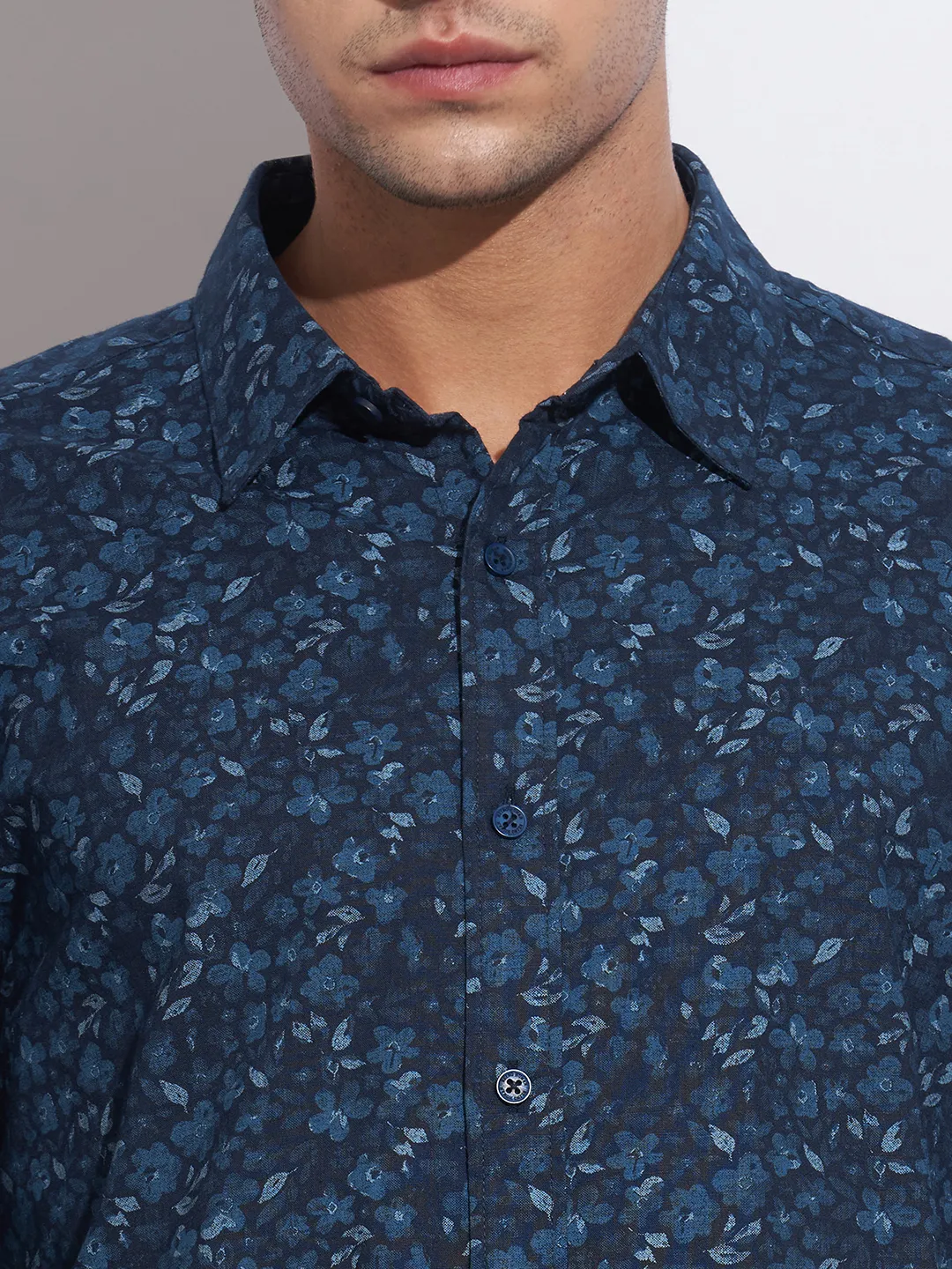 Blue Moderno Fit Regular Collar Long Sleeves Cotton Men's Shirt by Being Human Clothing - Image 5