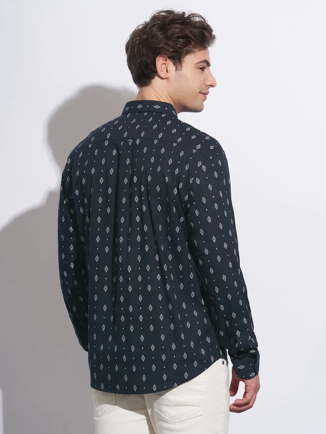 Blue Moderno Fit Regular Collar Long Sleeves Cotton Men's Shirt by Being Human Clothing - Image 3