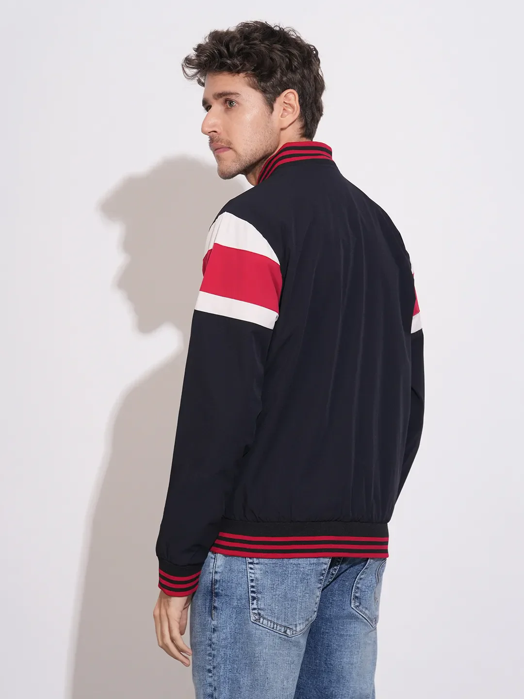 Blue Regular Fit Long Sleeves Polyester Men's Jacket by Being Human Clothing - Image 3