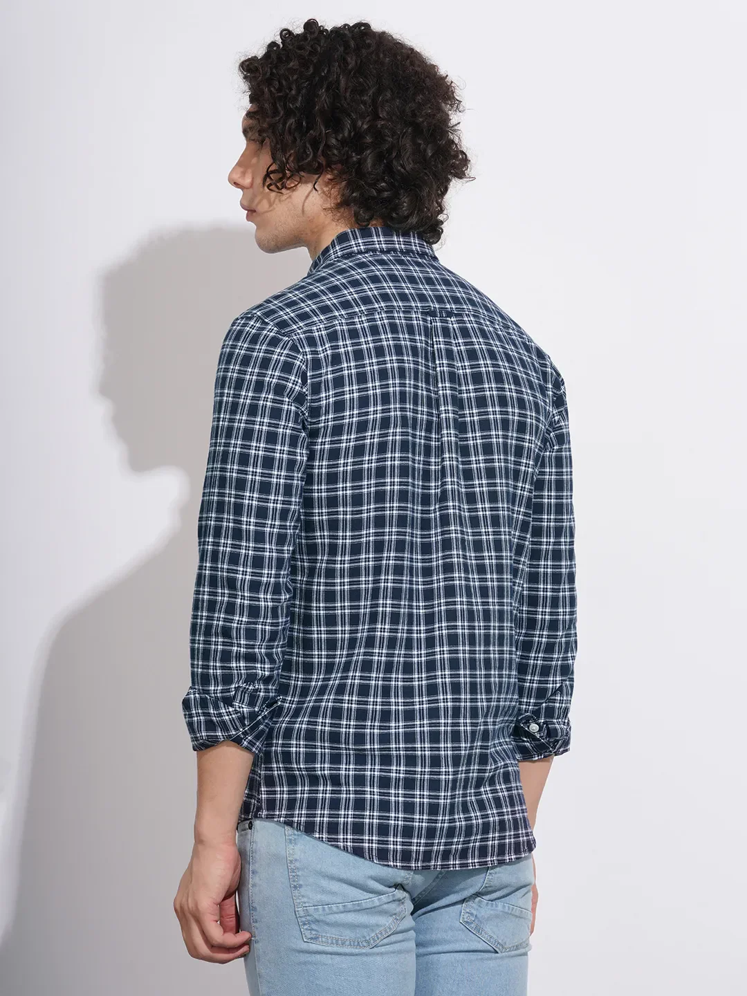 Navy Regular Fit Regular Collar Men's Shirt by Being Human Clothing - Image 3