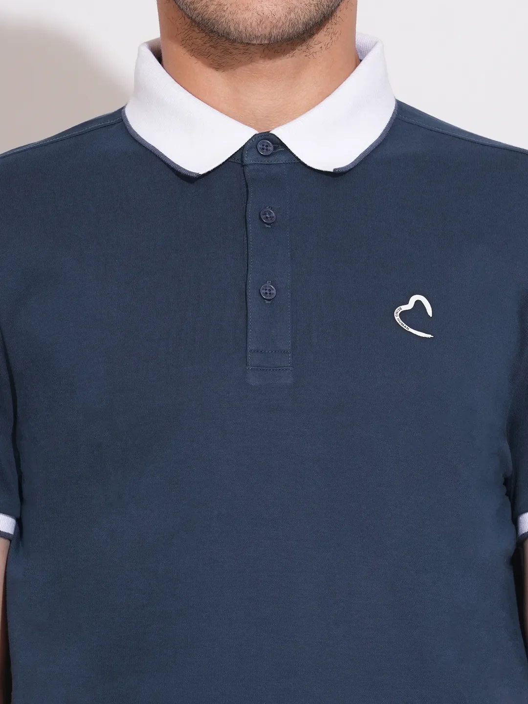 Navy Regular Fit Men's Polo T-Shirt by Being Human Clothing - Image 5