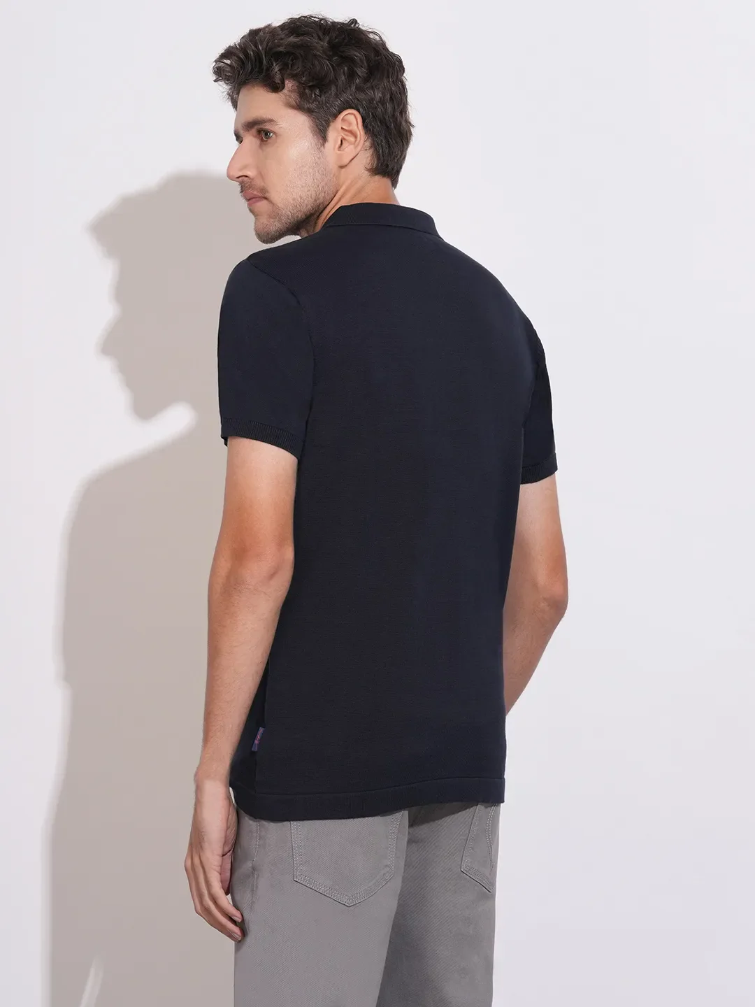 Navy Regular Fit Men's Polo T-Shirt by Being Human Clothing - Image 3