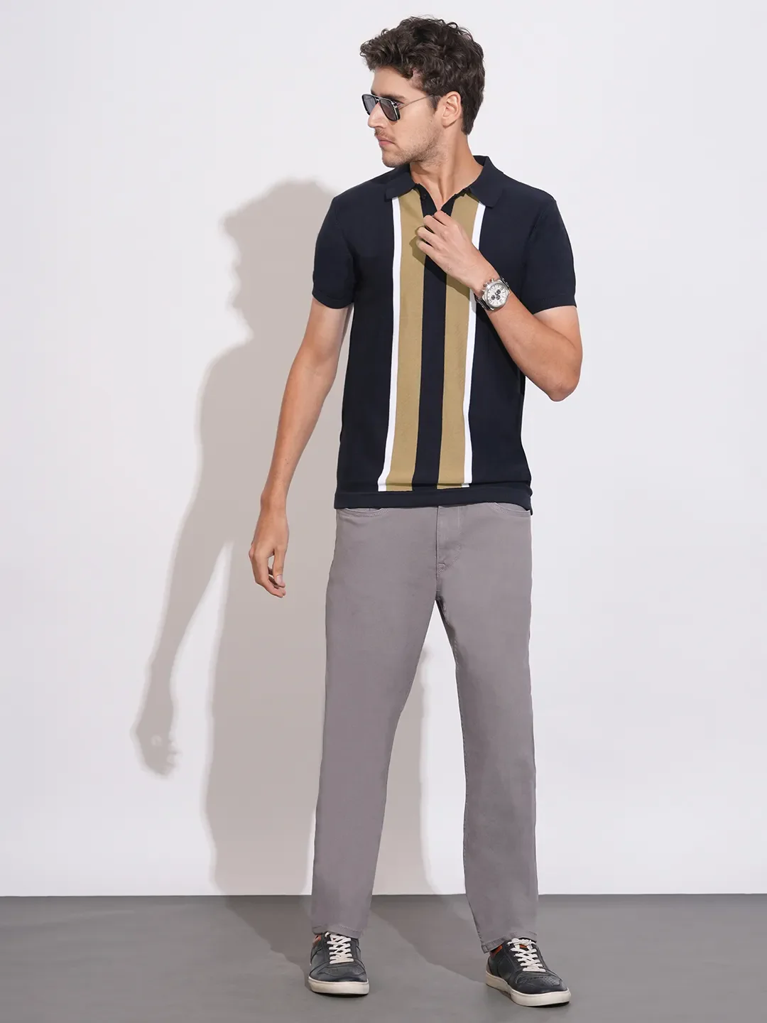 Navy Regular Fit Men's Polo T-Shirt by Being Human Clothing - Image 4