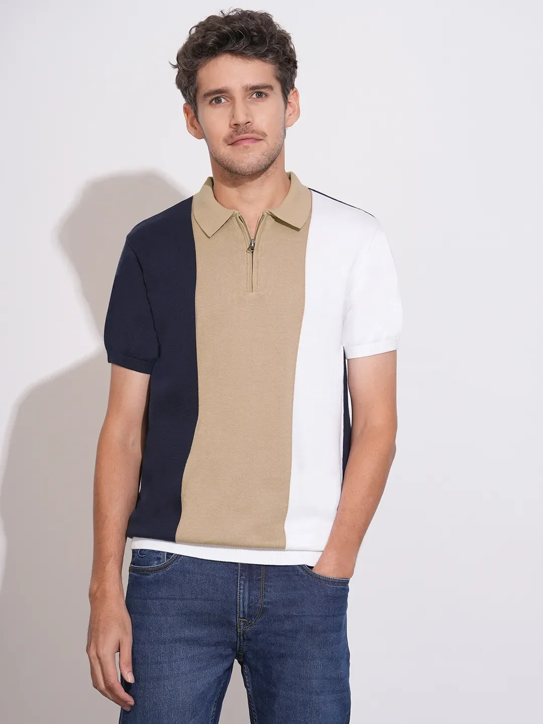 Navy Regular Fit Men's Polo T-Shirt by Being Human Clothing