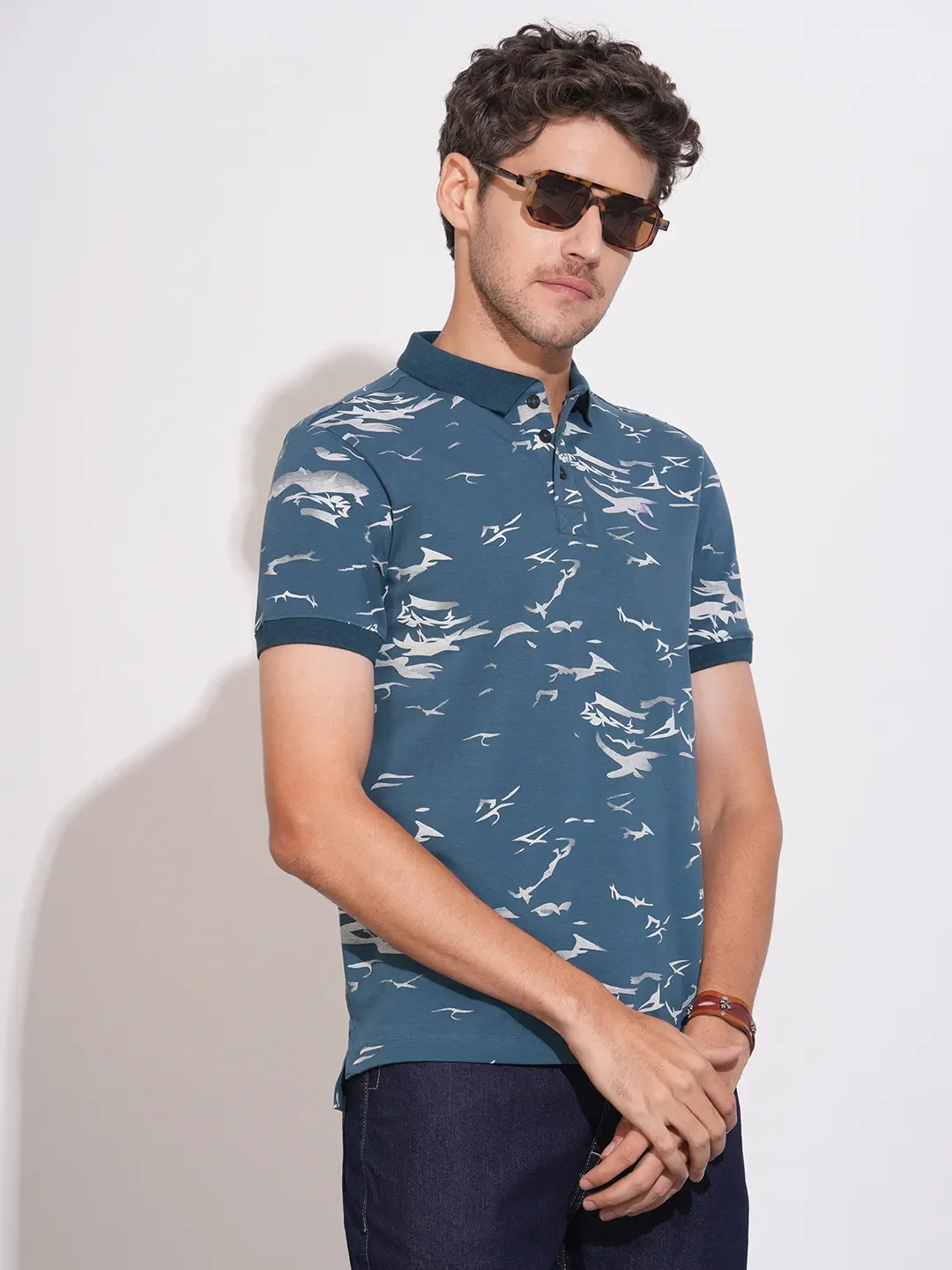 Navy Regular Fit Men's Polo T-Shirt by Being Human Clothing - Image 6