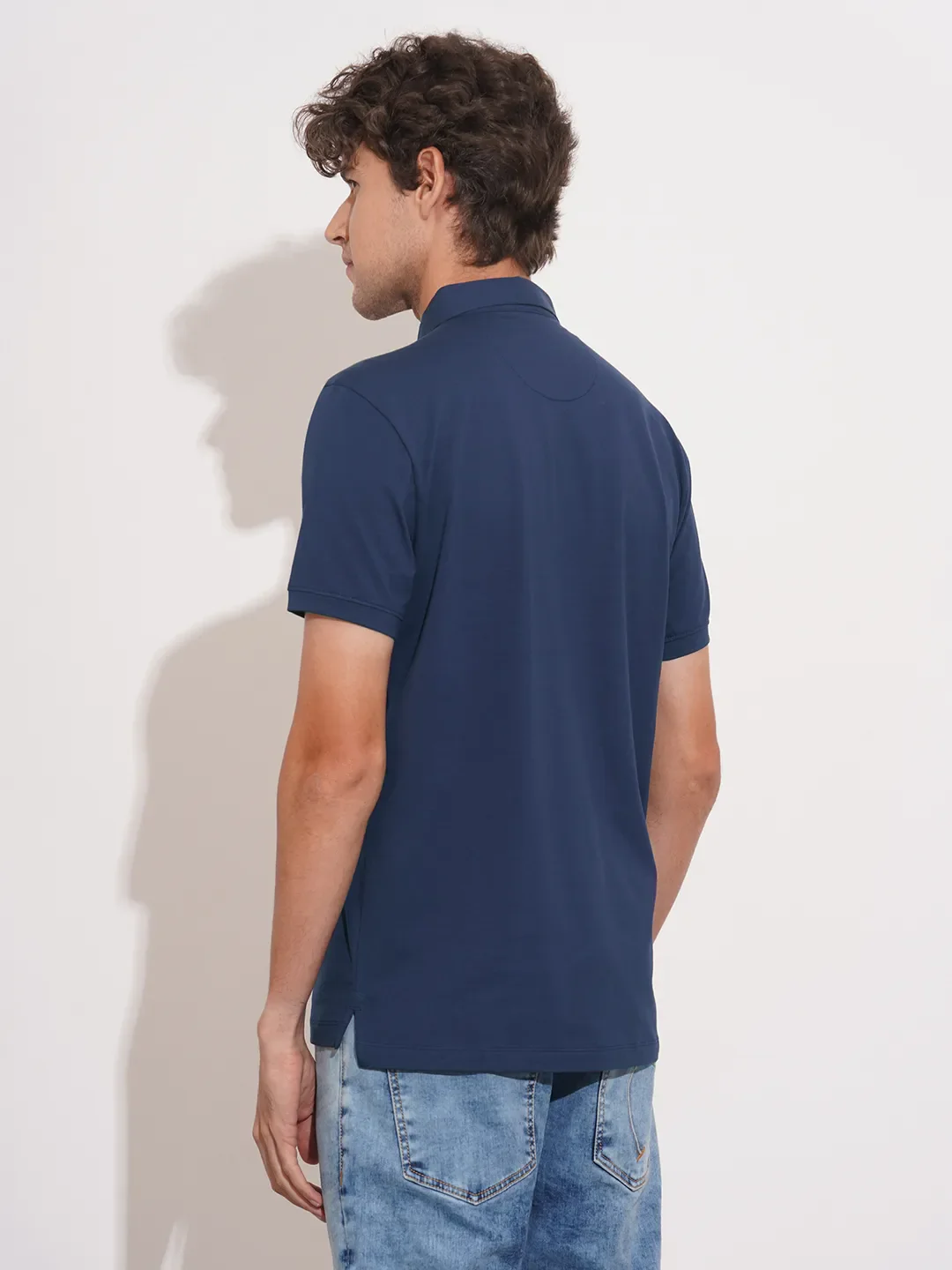Navy Regular Fit Men's Polo T-Shirt by Being Human Clothing - Image 3