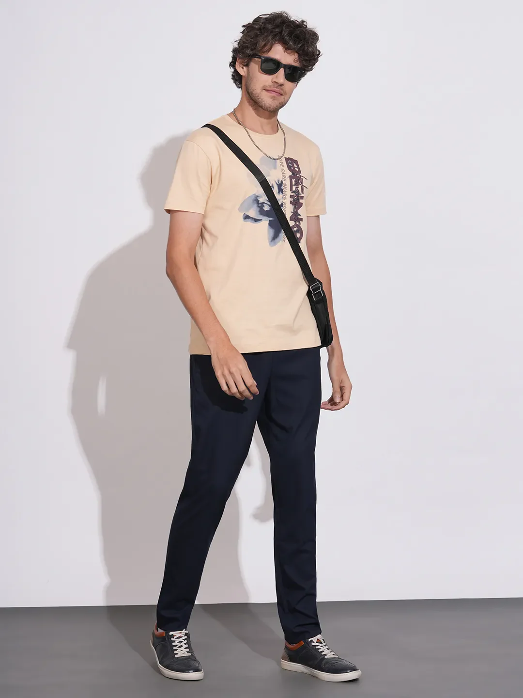Navy Cropped Fit Chinos For Men By Being Human Clothing - Image 4