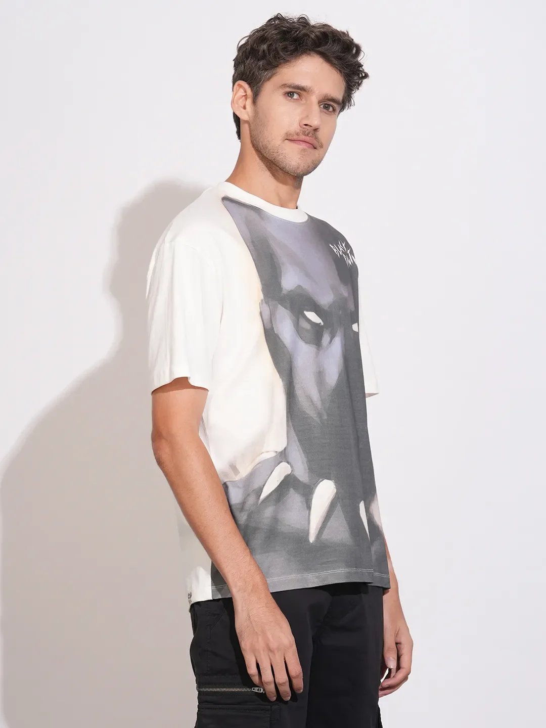 Off White Easy Fit Round Neck Men's T-Shirt by Being Human Clothing - Image 2
