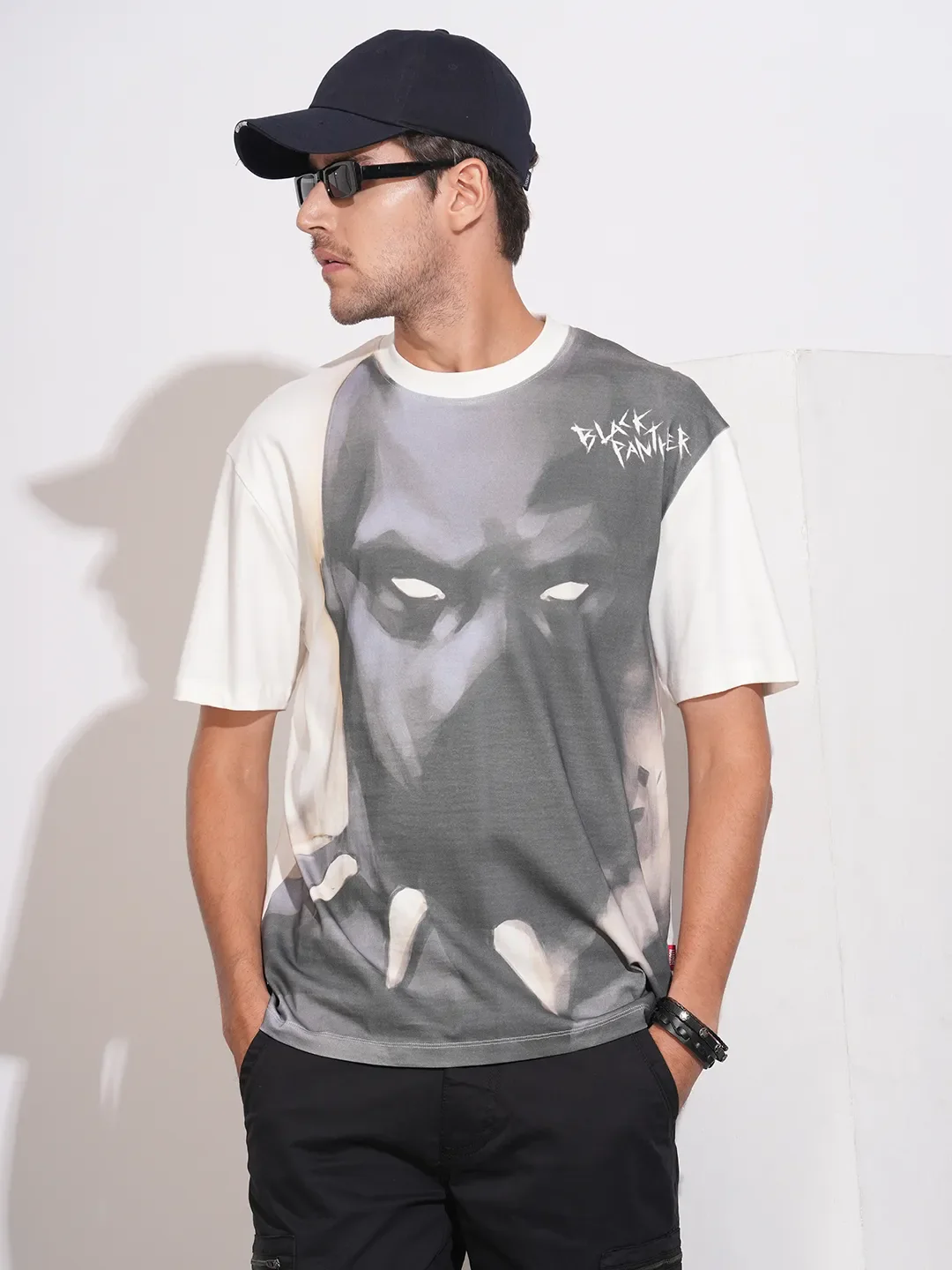 Off White Easy Fit Round Neck Men's T-Shirt by Being Human Clothing - Image 6