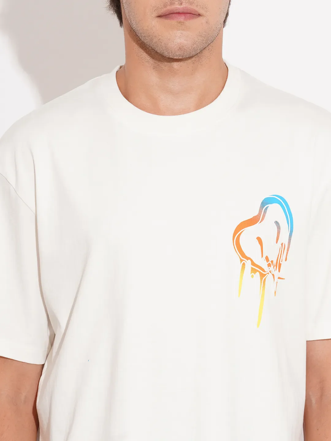 Off White Easy Fit Round Neck Men's T-Shirt by Being Human Clothing - Image 5