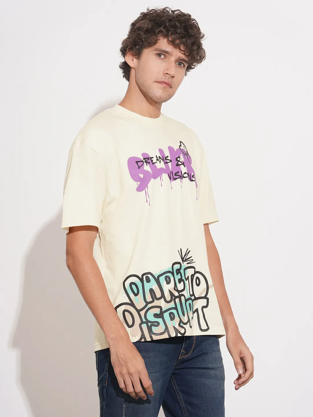 Off White Easy Fit Men's Short Sleeves T-Shirt by Being Human Clothing - Image 2