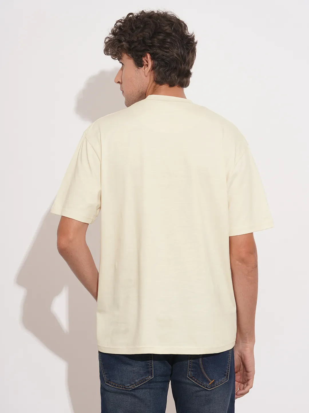 Off White Easy Fit Men's Short Sleeves T-Shirt by Being Human Clothing - Image 3