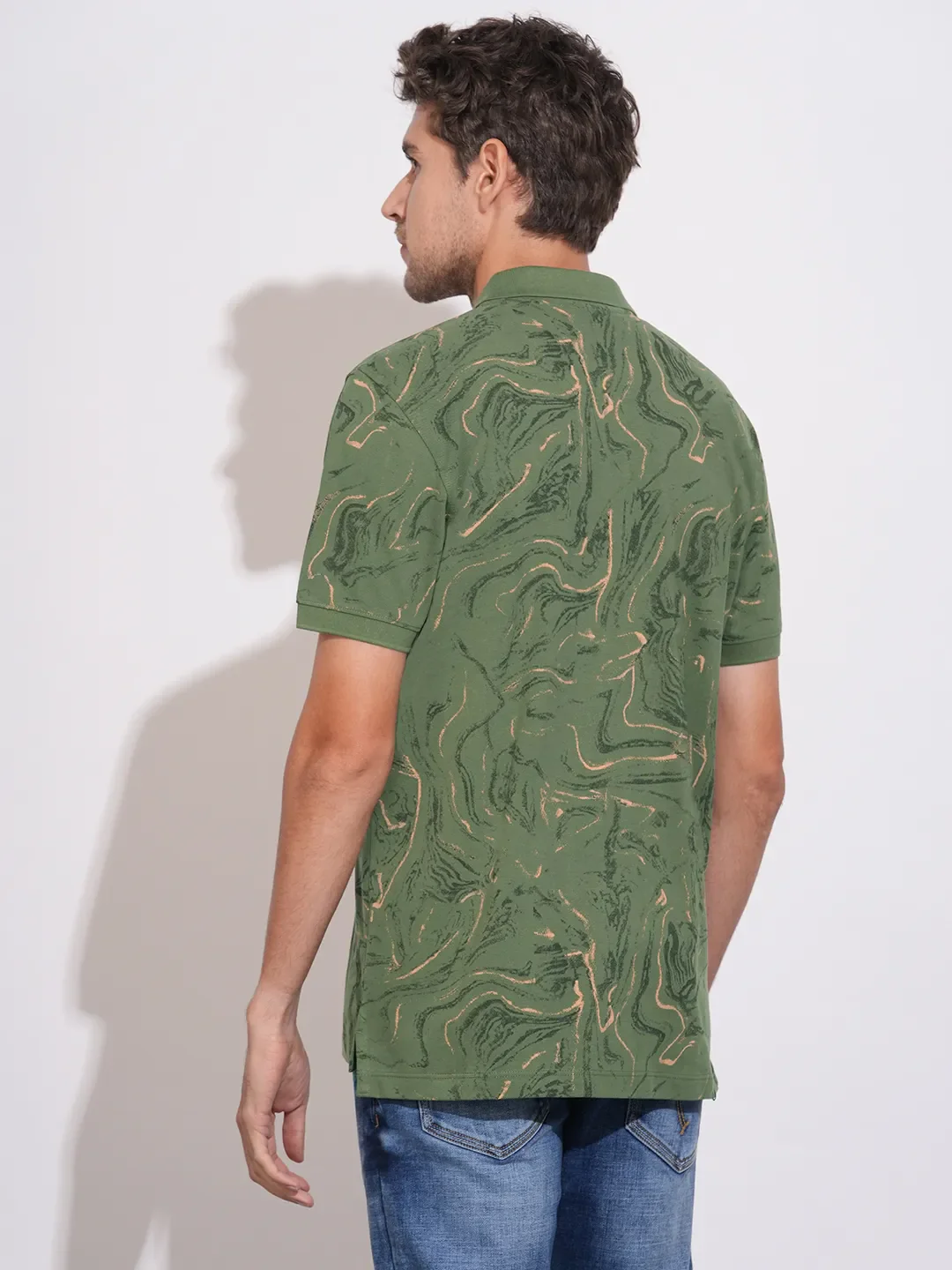 Olive Regular Fit Men's Polo T-Shirt by Being Human Clothing - Image 3