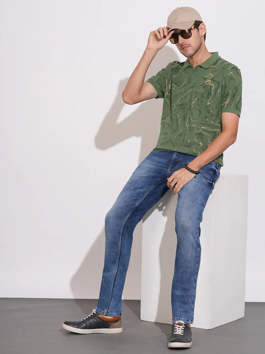 Olive Regular Fit Men's Polo T-Shirt by Being Human Clothing - Image 4