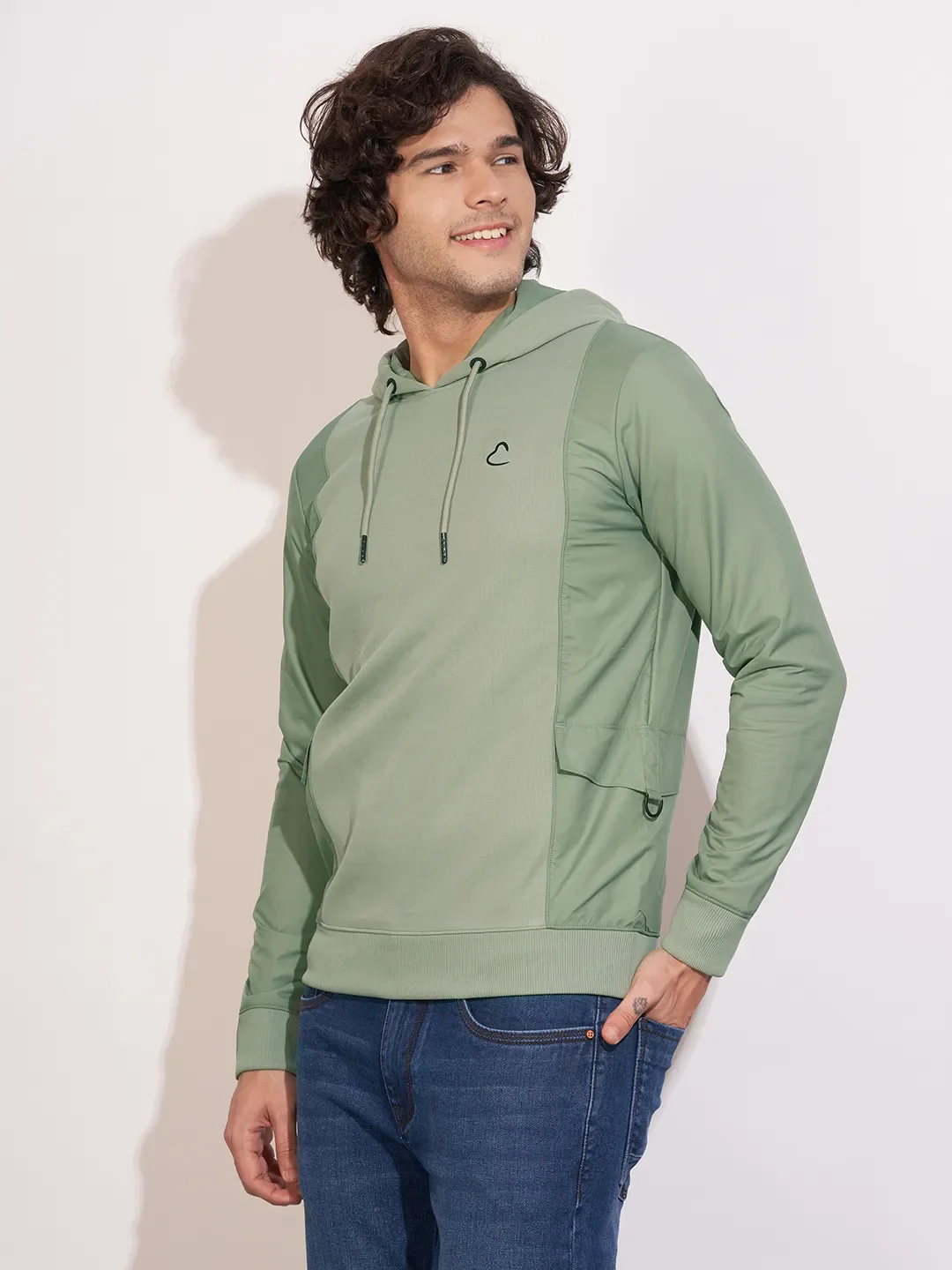 Olive Regular Fit  Long Sleeves Men's Hoodie by Being Human Clothing - Image 2