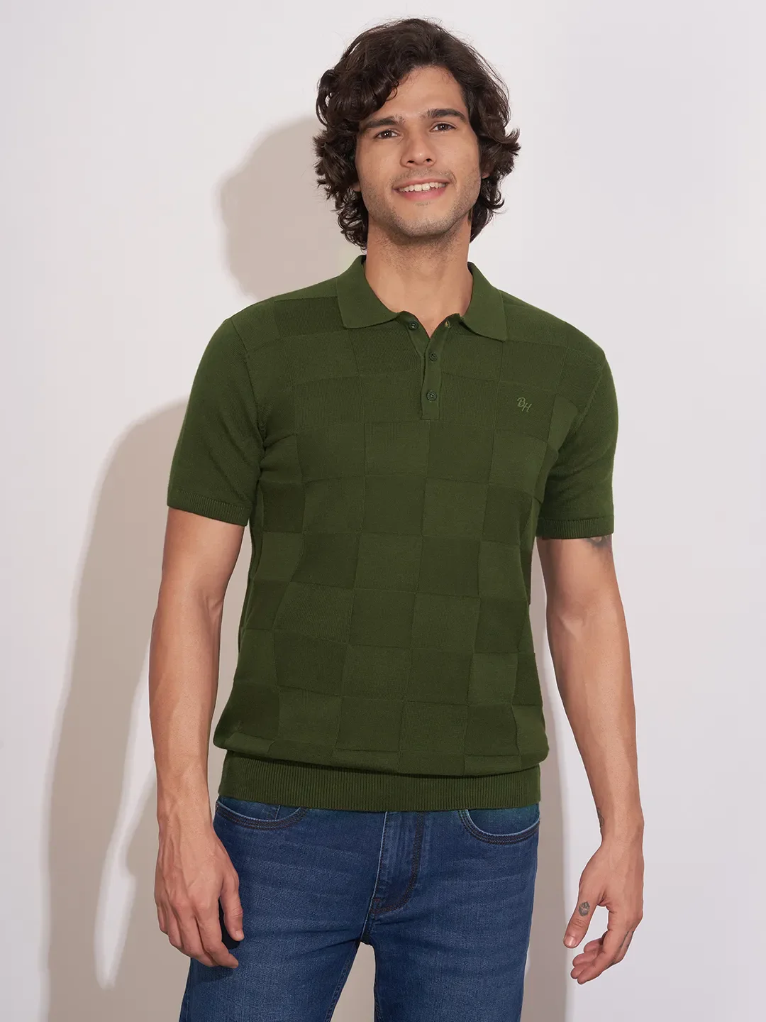 Olive Regular Fit Men's Polo T-Shirt by Being Human Clothing