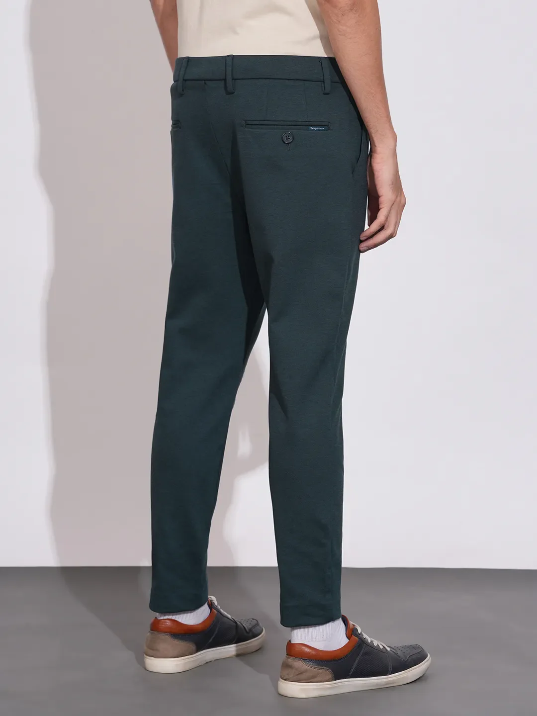 Petrol Cropped Fit Chinos For Men By Being Human Clothing - Image 3