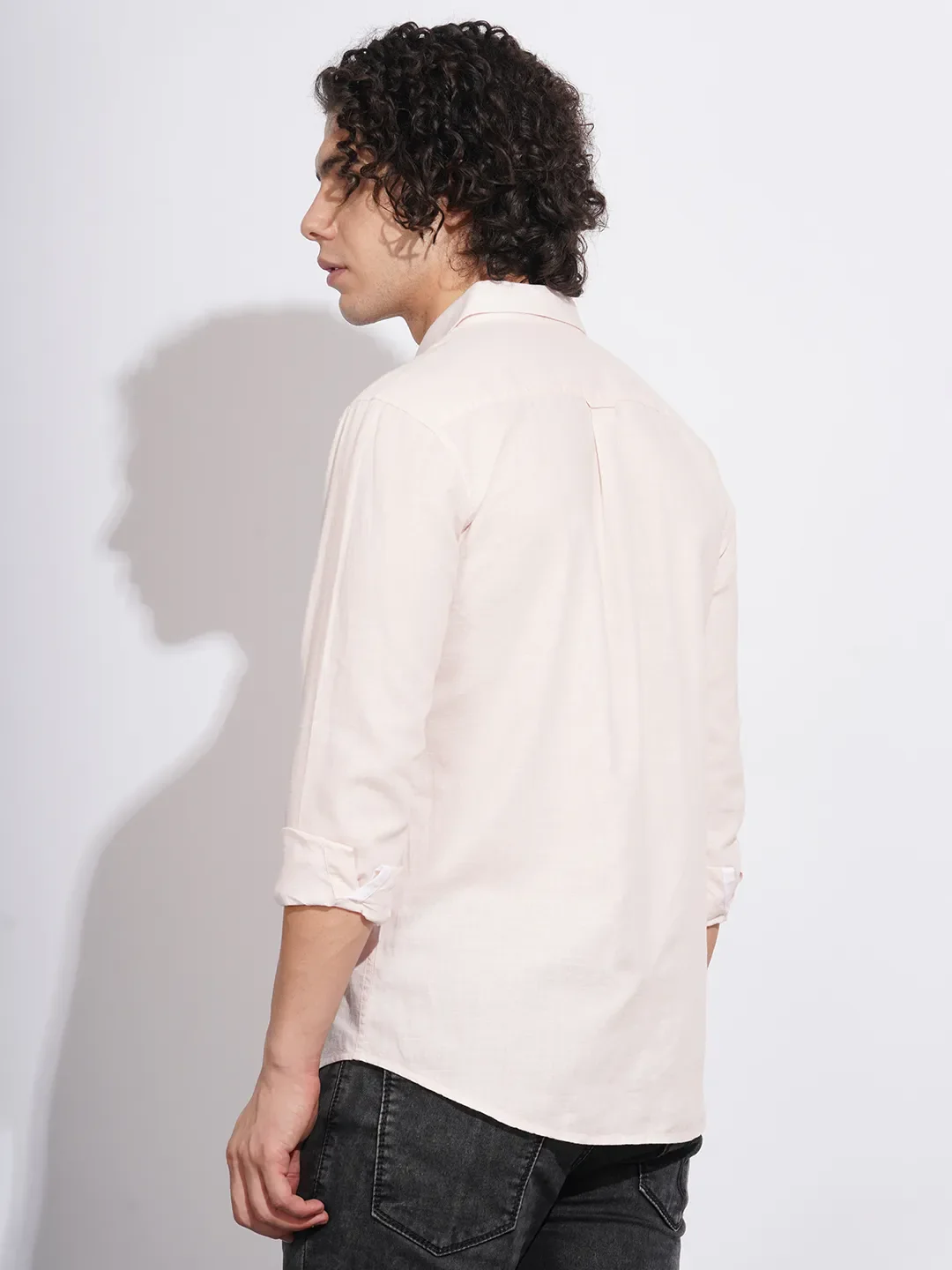 Pink Regular Fit Regular Collar Men's Shirt by Being Human Clothing - Image 3