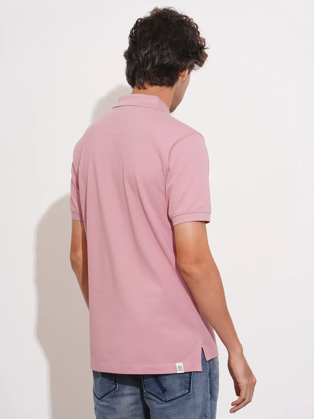 Pink Regular Fit Men's Polo T-Shirt by Being Human Clothing - Image 3