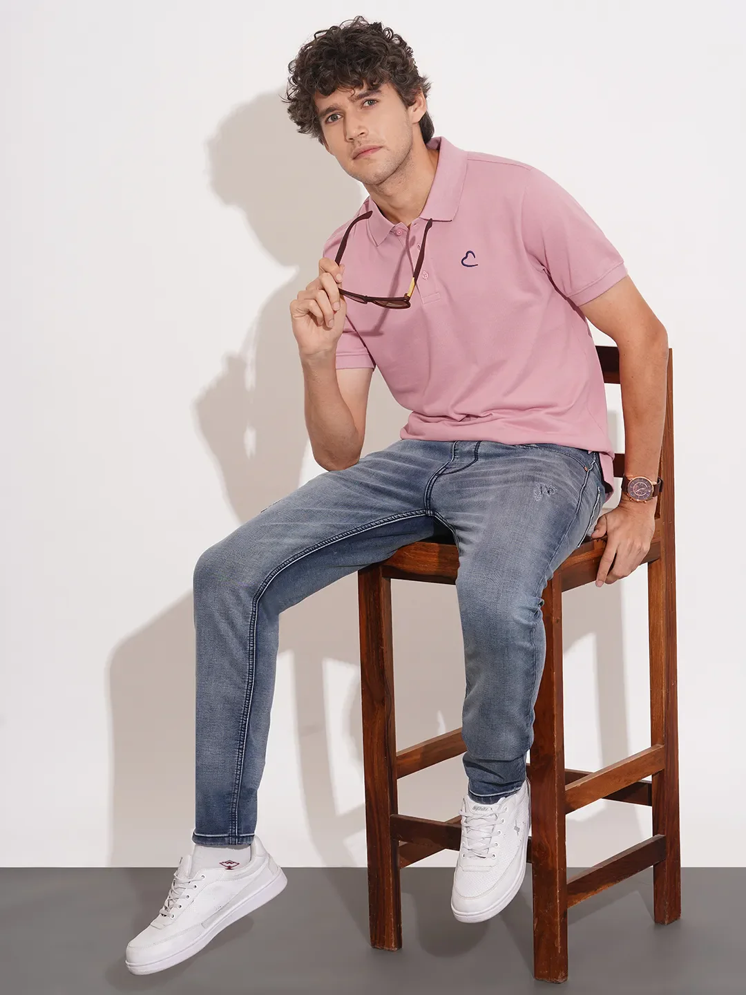 Pink Regular Fit Men's Polo T-Shirt by Being Human Clothing - Image 4