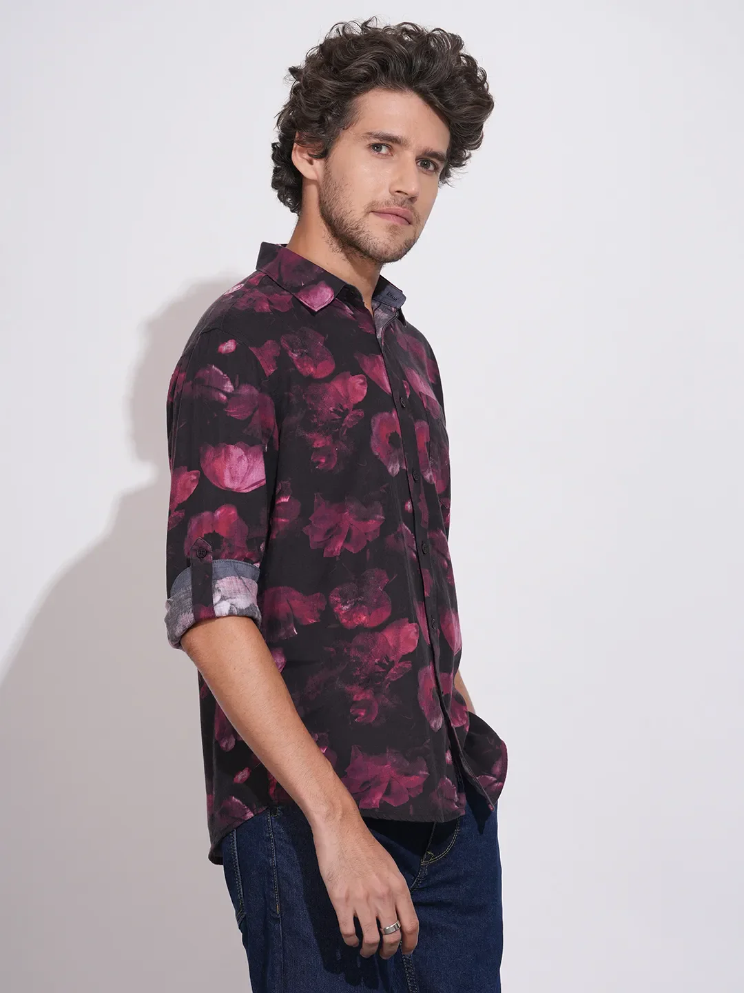 Red Moderno Fit Regular Collar Men's Shirt by Being Human Clothing - Image 2