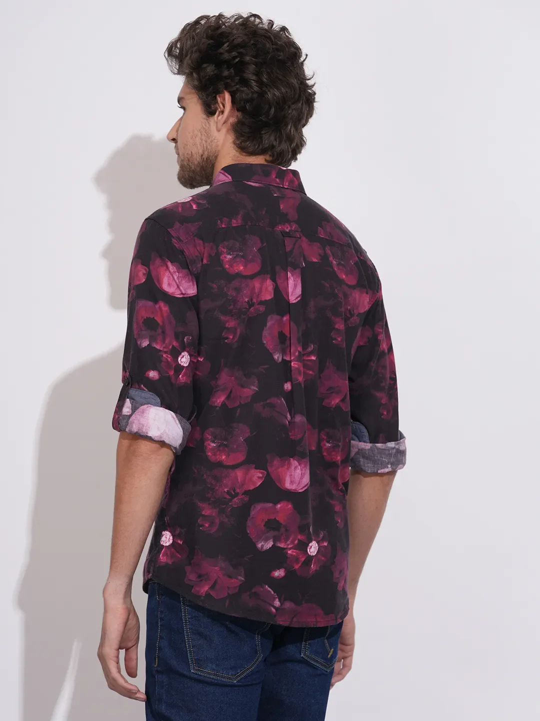 Red Moderno Fit Regular Collar Men's Shirt by Being Human Clothing - Image 3