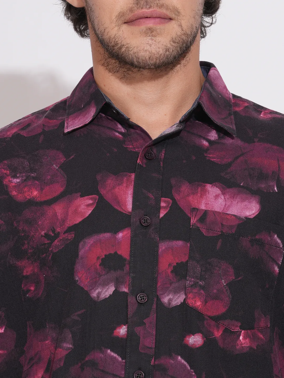 Red Moderno Fit Regular Collar Men's Shirt by Being Human Clothing - Image 5
