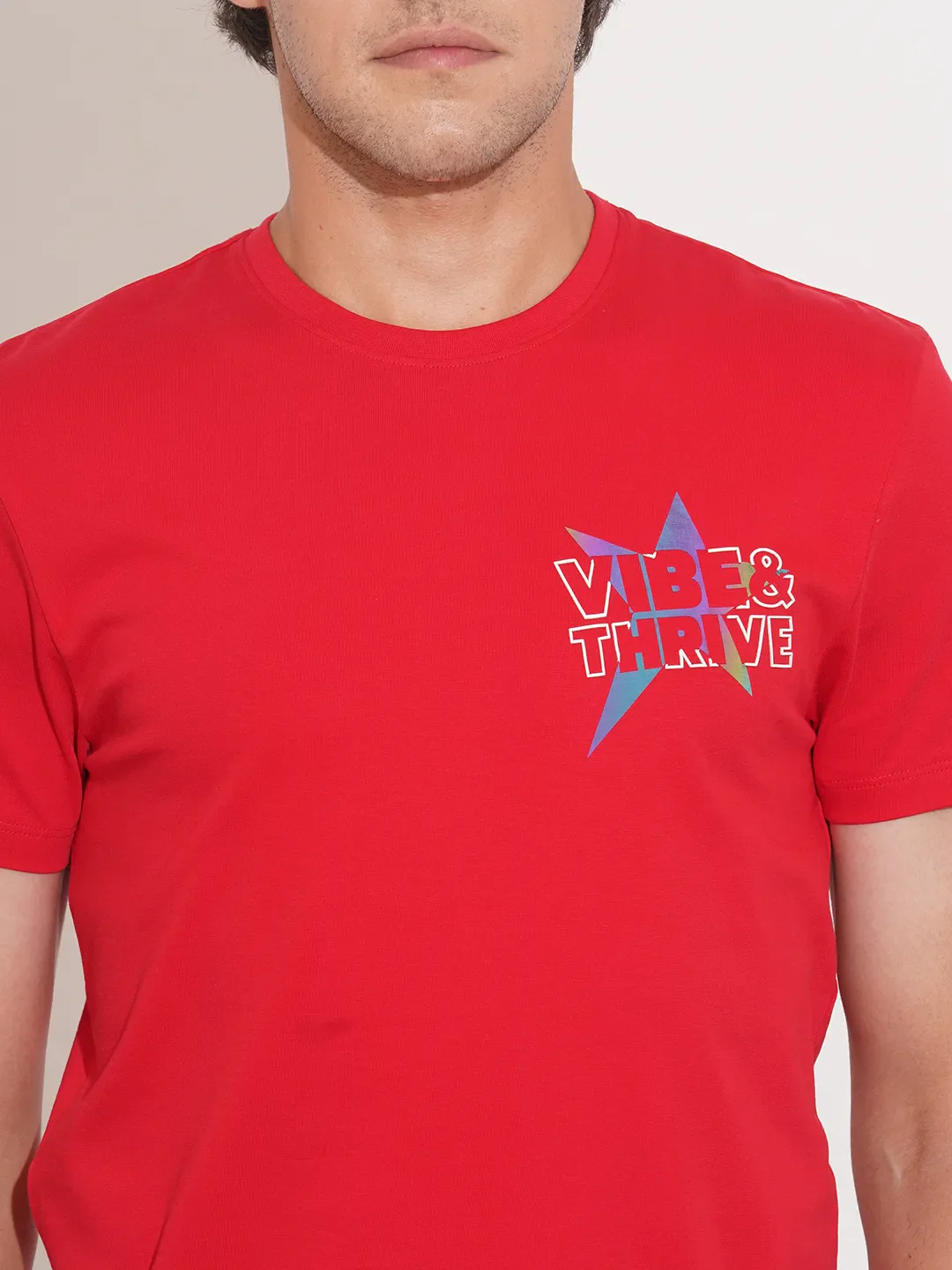 Red Regular Fit Round Neck Men's T-Shirt by Being Human Clothing - Image 5